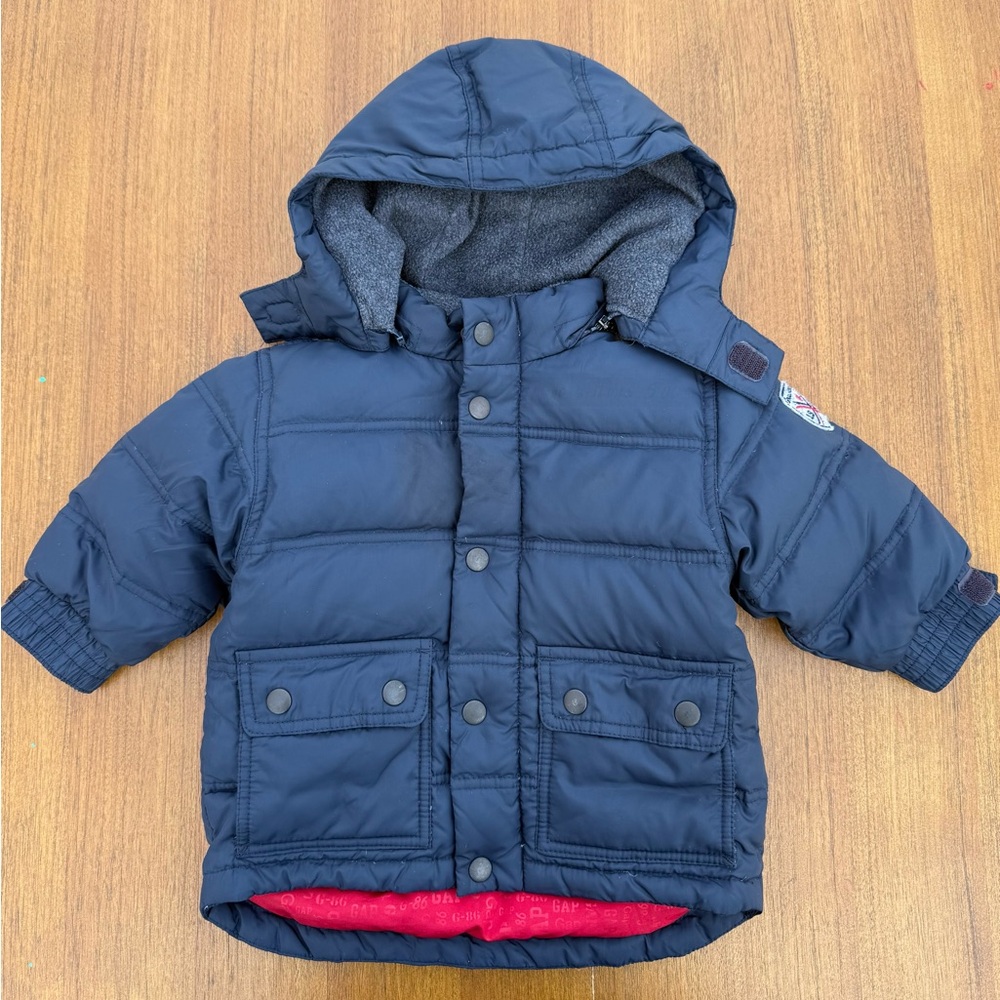 GAP Dark Blue Hooded Jacket with Red Lining
